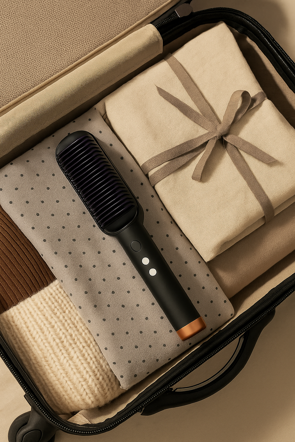 HavenGlow 2-in-1 Cordless Straightening Brush | Portable USB Hair Styler